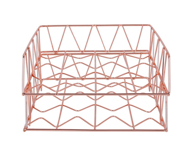 PAG Set of 2 Office Supplies Metal Stackable File Document Letter Tray Organizer for Desk, Rose Gold - Image 4